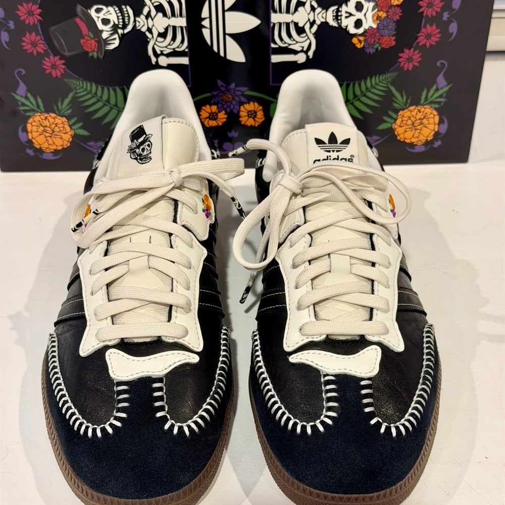 Adidas Samba OG Dia de Muertos Pack Black and White Sneakers men’s size 11M - Picture 2 of 10